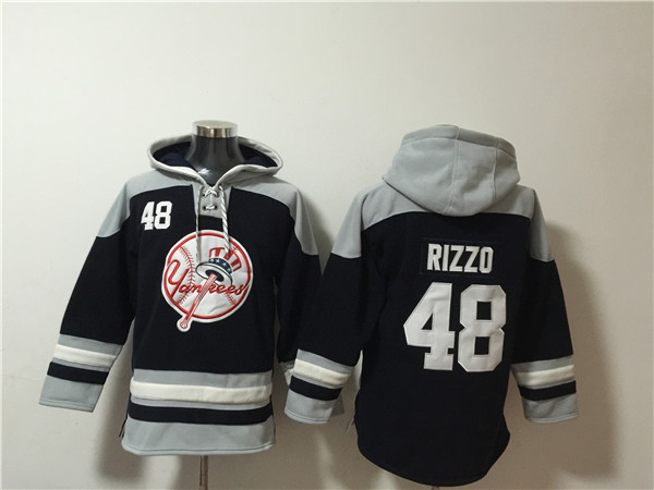 Men's New York Yankees #48 Anthony Rizzo Black/Grey Ageless Must-Have Lace-Up Pullover Hoodie